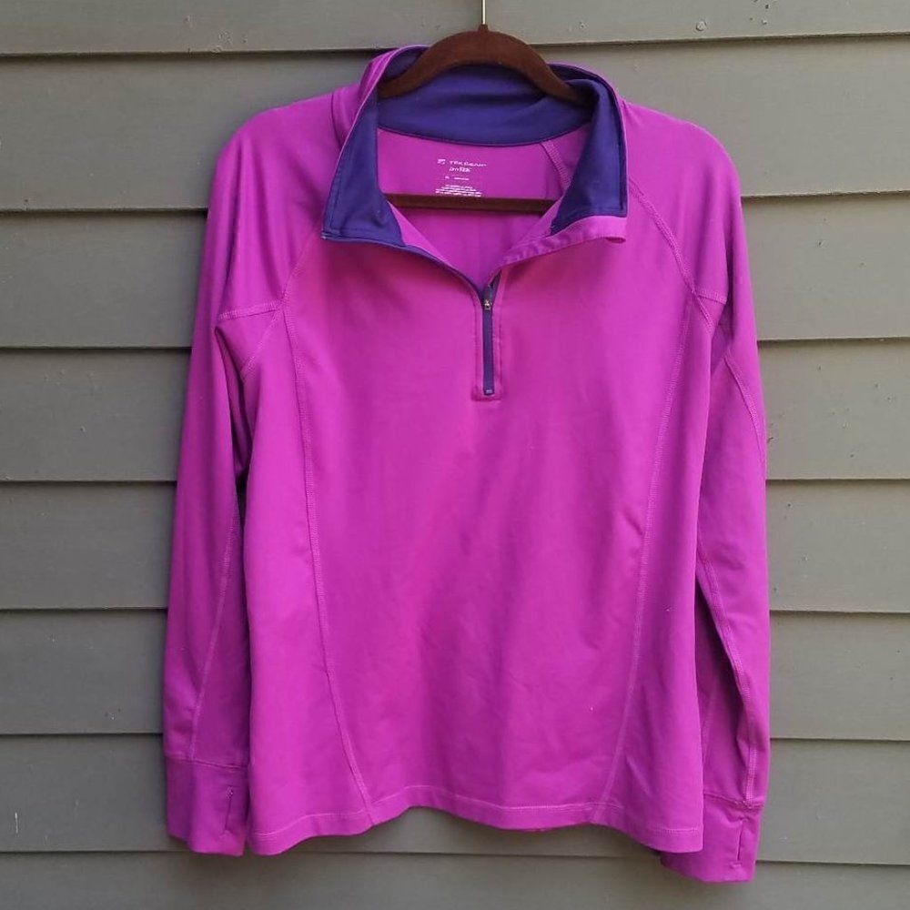 Purple and Navy Tek Gear Dry Tek Long Sleeve Zip Front Top size XL